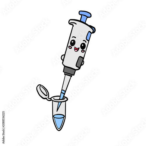 Precision pipette transferring sample during biotechnology experiment