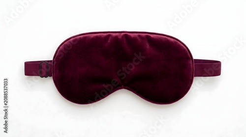 Deep burgundy velvet sleep mask on a solid white background