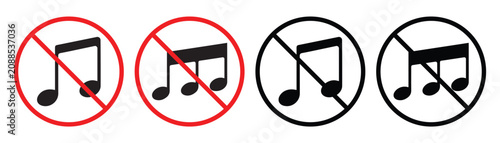 Foto Prohibited Musical Notes Icon Representing No Music, No Audio and Warning Symbol