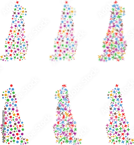 Abstract Cat Silhouette Colorful Geometric Vector Illustration Design