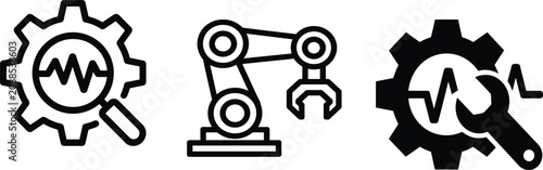Flat icons set of technology and industry tools