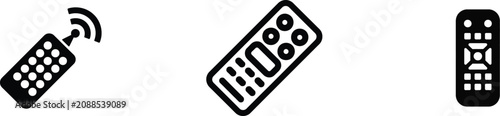 Three remote controls icon set with wireless signal
