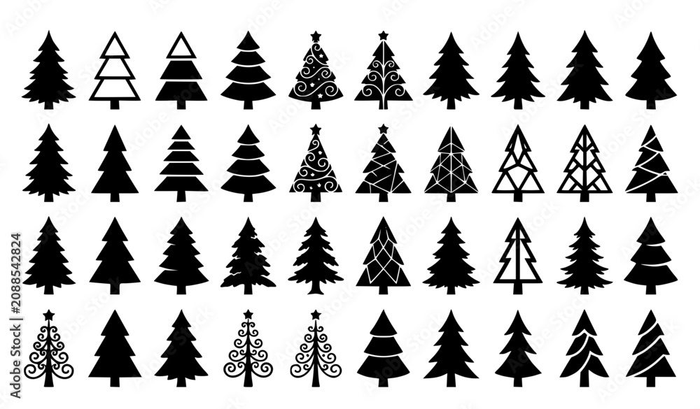 Obraz premium Tree Silhouette Collection Forest Nature Vector Set