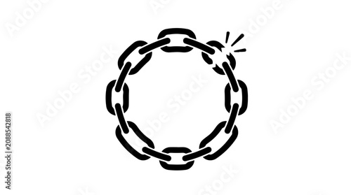 Tableau sur toile Broken chain symbol illustration featuring a circular link design with one snapp