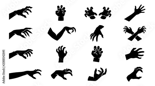 Tableau sur toile Silhouette hand gesture illustration featuring expressive claw‑like and reaching