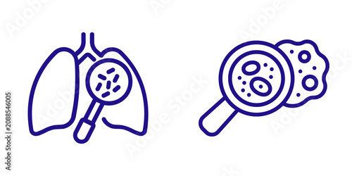 Foto Medical lung and cell analysis icons isolated on transparent background