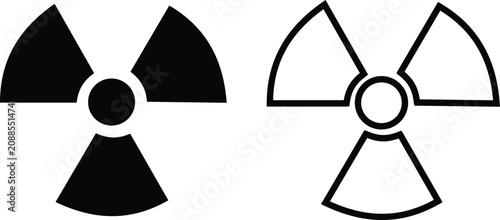 Cuadro en lienzo Radiation symbol icon set collection with nuclear hazard warning signs in black