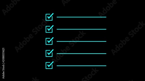 Task checklist tick mark animation. Checklist with Check marks in circle boxes Productivity and task completion animation. 4k videos