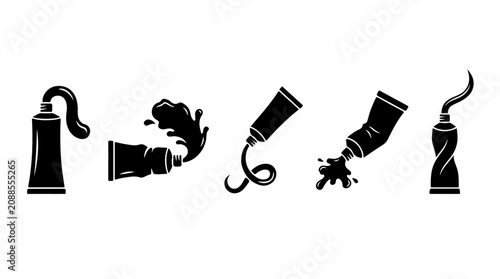 Принти на полотні Paint or toothpaste tube icons illustration featuring various squeezing and disp