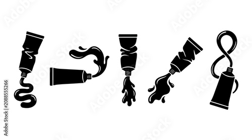 Fotografía Paint or toothpaste tube icons illustration featuring various squeezing and disp