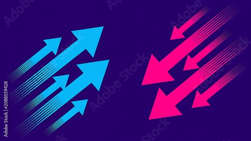 Arrows, Directional Icons, Gradient, Motion, Blue, Pink, Abstract Symbols