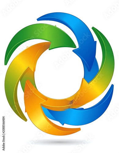 Colorful Circular Arrows Forming Continuous Loop on Light Gray Background