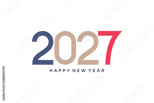 Happy new year 2027 text design vector illustration. New year celebration concept