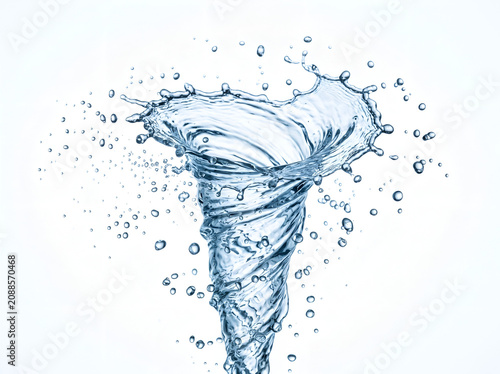 Water splashes form a dynamic vortex in motion outdoors