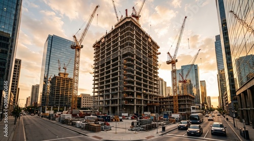 construction, skyscraper, building, crane, development, architectur