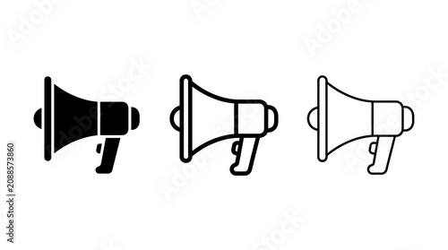Fotografía Set of megaphone icons in silhouette, outline, and linear styles