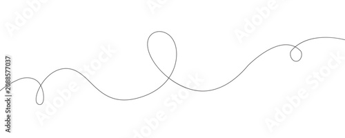 Thin line, smooth curve, wavy ornament on a white background. Clean header abstract design.