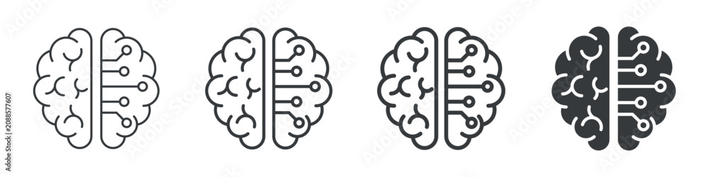 Naklejka premium Artificial Intelligence Different Icon Set Simple Style Collection 