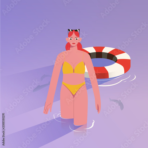 Photos Beach Flat Illustration