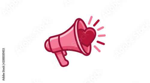 Konstfotografi Pink Megaphone with Heart Symbol.