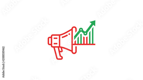Принти на полотні Megaphone with growing graph chart.