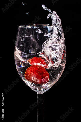 woda, kielich, drink, truskawka, napój, 