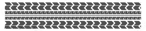 Photos Offroad tire tread and track icon set in black and white