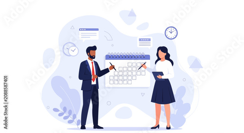 Business Team Planning and Scheduling with Calendar and Clock
