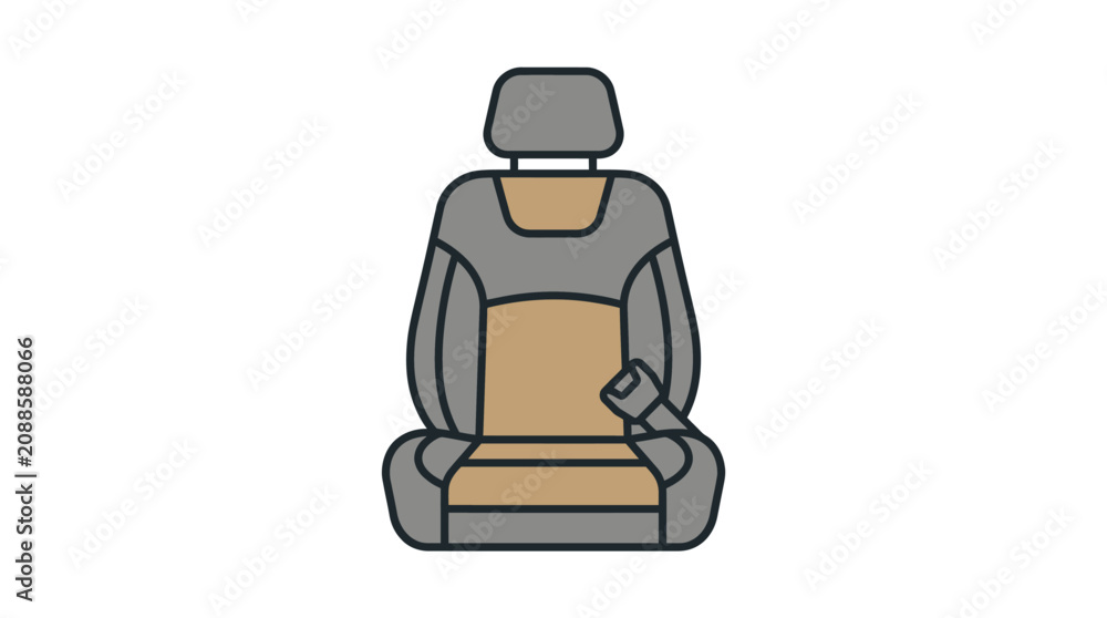 Fototapeta premium Car seat with headrest and buckle.