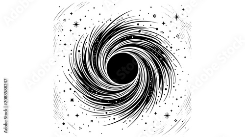 Abstract Black Hole Swirl with Stars and Cosmic Dust