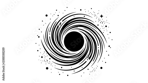 Abstract Black Hole Swirl with Stars and Particles