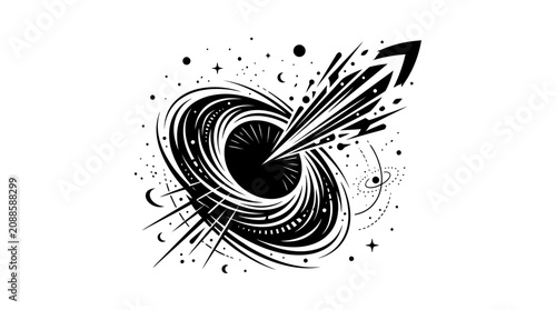 Abstract Black Hole Swirling Galaxy with Stars