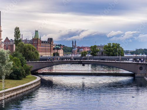Photography Stockholm Panorama and Norrstroem River Bridges Scenic View