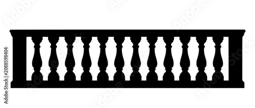 Black silhouette of a classic balustrade railing on white background
