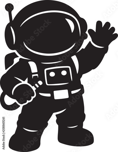  Astronaut waving hello isolated vector illustration for space exploration