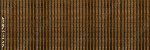 Vertical dark brown wooden slats wall paneling background texture for modern architectural interiors.