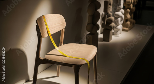 Minimalist Chair With Measuring Tape At Design Exhibition