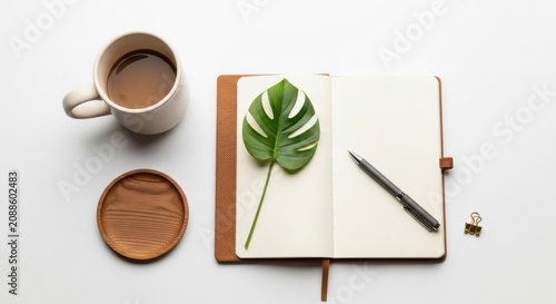 Minimalist Coffee Break And Creative Planning With Journal And Pen