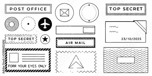Foto Collection Of Black And White Vector Stamps With Classified Markings