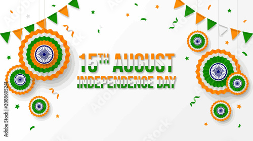 Konstfotografi Indian Independence Day vector background, 15th August celebration with tricolor