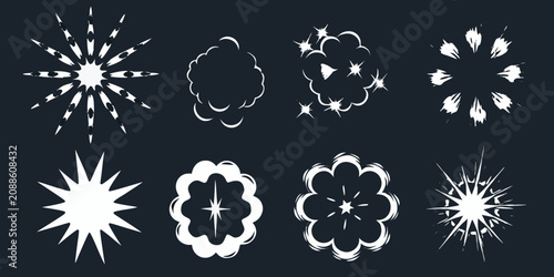 Tablou pe pânză White explosion and impact burst effects vector illustration collection