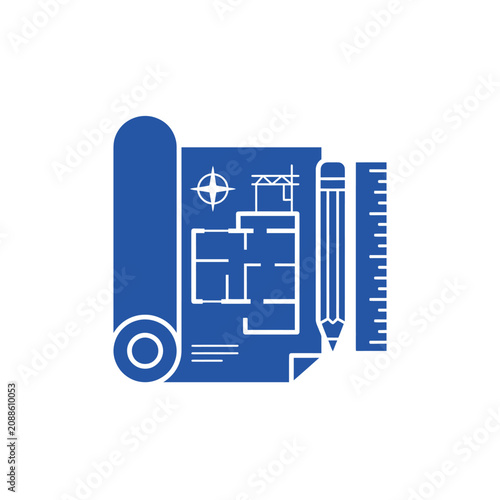 Blueprint construction design tools icon.