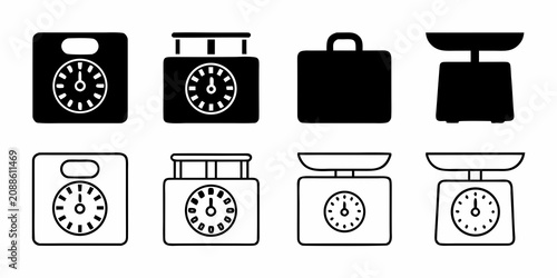Εκτύπωση καμβά Weighing Scale Icons Black And White Line Art Set On White Background