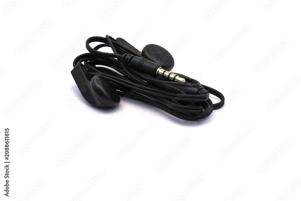 Fototapeta premium Headset Earphones with Mic Kit on white background