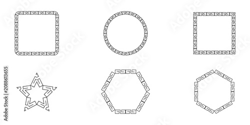 Tableau sur toile Set of decorative frames with traditional greek meander key patterns ornament ge