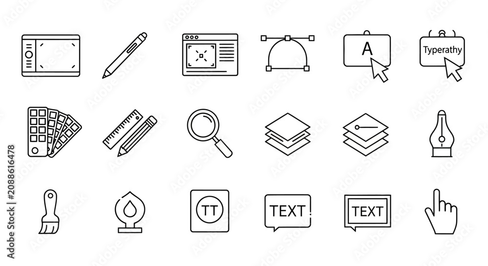 Fototapeta premium Graphic Design Icons Set: Tools and Concepts for Creativity