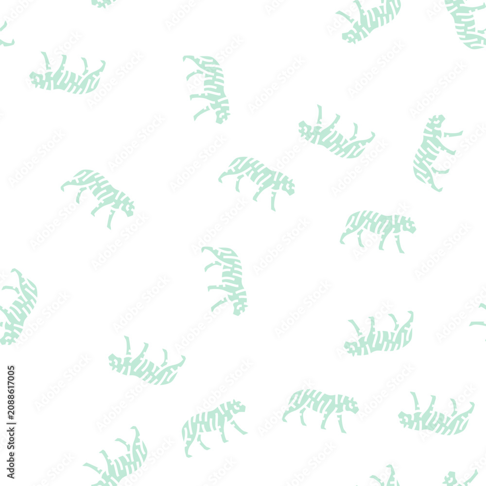 Fototapeta premium tiger animal in zoo vector glyph seamless pattern tiger animal in zoo sign illustration