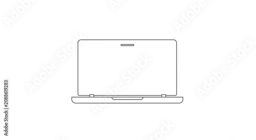 Minimalist laptop outline icon, modern portable computer line art