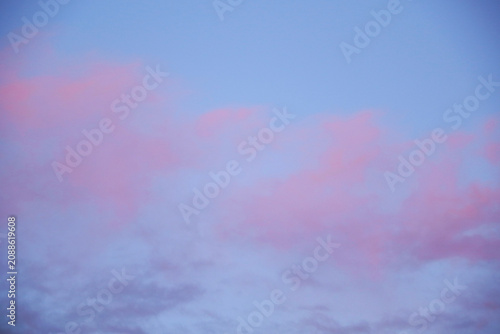 pastel winter sky with pink and purple clouds
