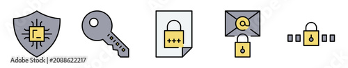 Fotografía Conjunto de iconos de protección de identidad digital